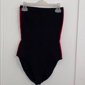 Black side stripe bodysuit